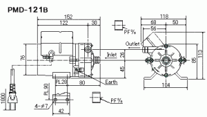 ขนาดปั๊มน้ำยาเคมี Sanso PMD-121B