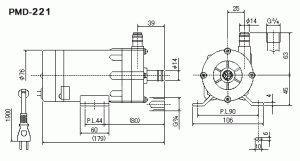 ขนาดปั๊มน้ำยาเคมี Sanso PMD-221