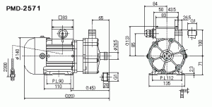 ขนาดปั๊มน้ำยาเคมี Sanso PMD-221